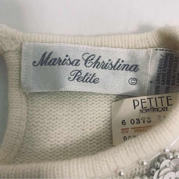 Marisa Christina Cream Sweater with Sequin Details Vintage Romantic Bridal - Picture 8 of 15